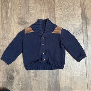 Janie and Jack Dark Blue and Brown Sweater - Size 3- 6 months
